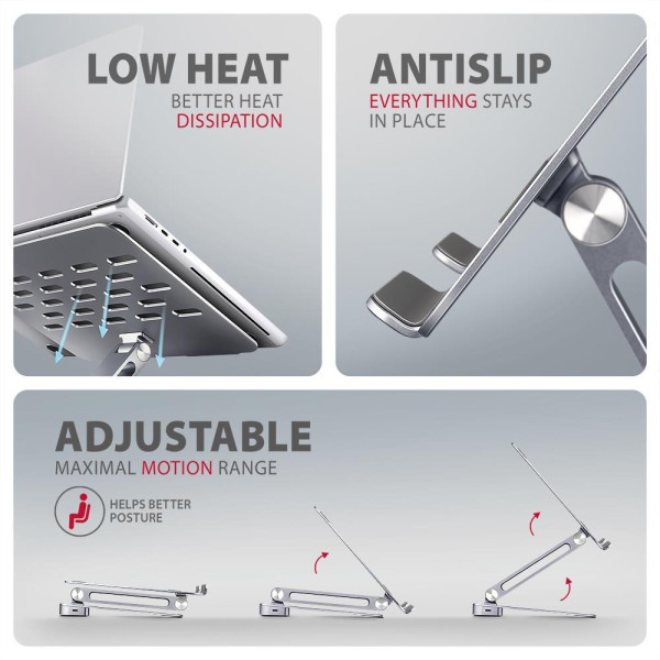 Фото - Підставка під ноутбук AXAGON HMC-STND USB-C 5Gbps ALUMINUM STAND & HUB 7in1 (HMC-STND)