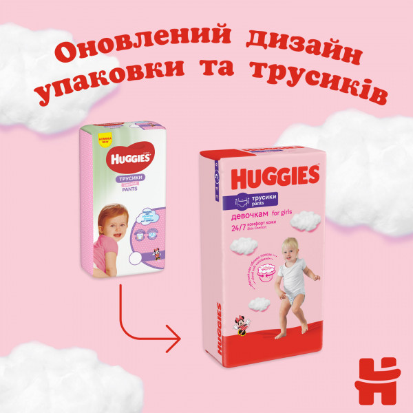 Фото - Одноразові підгузки-трусики Huggies Pants Розмір 4 для дівчаток (9-14 кг), 72 шт. (5029053564098)