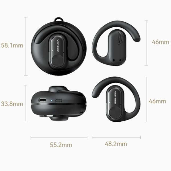 Фото - Навушники вкладиші бездротові TWS Vention OpenBeat O11 Black (NBPB0)