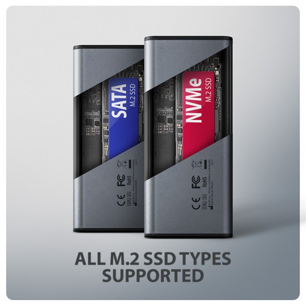 Фото - Зовнішня кишеня AXAGON USB-C 10Gbps - M.2 NVMe & SATA SSD DISPLAY box (EEM2-SD2)