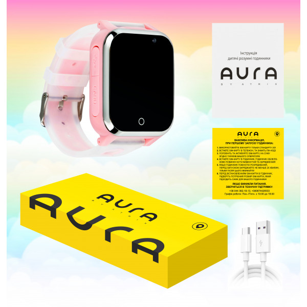 Фото - Уценка - Детские часы Aura A100 Tracker/WIFI Pink (AUR-A100-P)