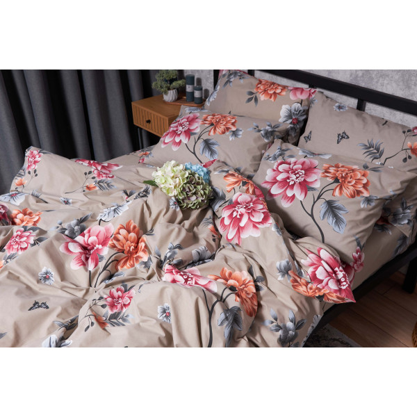 Фото - Комплект постільної білизни Moon&Star Бязь Gold Люкс Peony Brown 160х220х2 нав. 4х50х70 (MS-820001911)