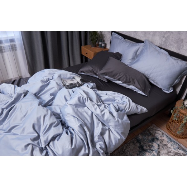 Фото - Комплект постільної білизни Moon&Star Satin Premium Skyline Gray 143х210 нав. 2х50х70 (MS-820002874)