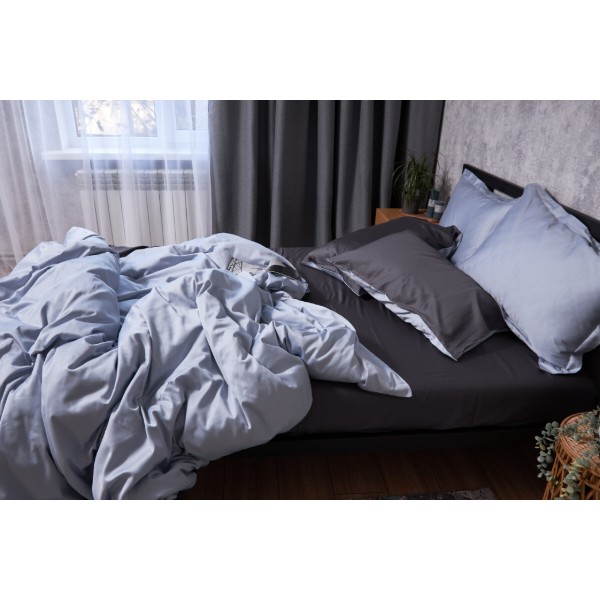 Фото - Комплект постільної білизни Moon&Star Satin Premium Skyline Gray 143х210 нав. 2х50х70 (MS-820002874)
