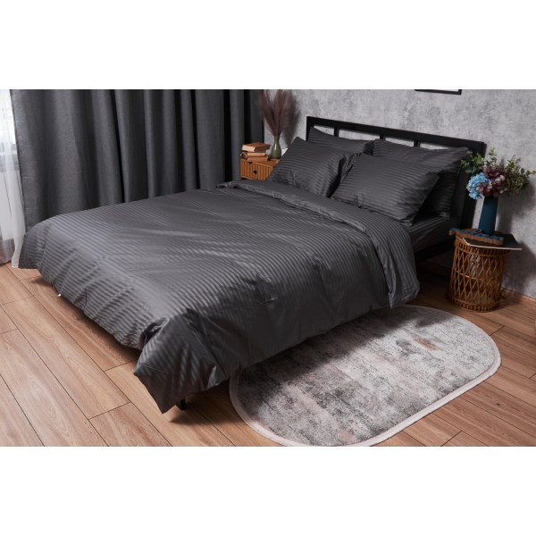 Фото - Комплект постільної білизни Moon&Star Satin Stripe Stripe Black 143х210 нав. 4х50х70 (MS-820003693)