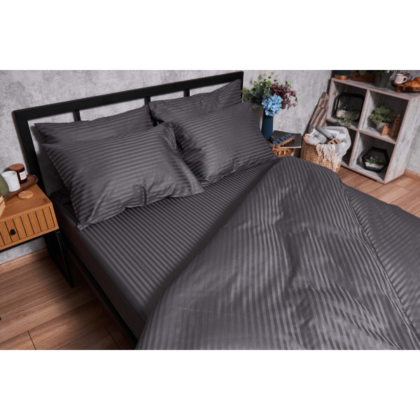 Фото - Комплект постільної білизни Moon&Star Satin Stripe Stripe Black 160х220х2 нав. 4х70х70 (MS-820003709)