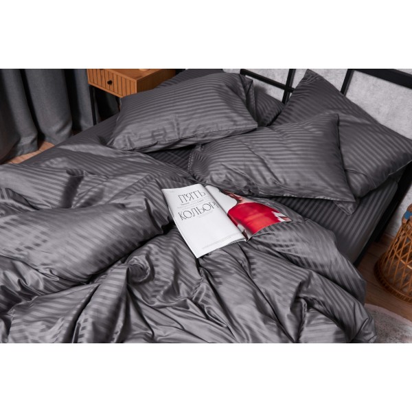 Фото - Комплект постільної білизни Moon&Star Satin Stripe Stripe Black 143х210х2 нав. 4х50х70 (MS-820003703)