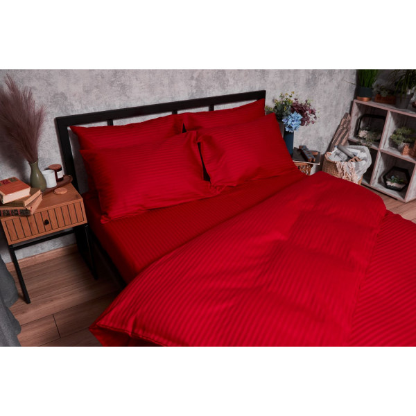 Фото - Комплект постільної білизни Moon&Star Satin Stripe Stripe Red 160х220х2 нав. 4х50х70 (MS-820003603)