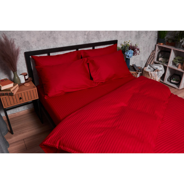 Фото - Комплект постельного белья Moon&Star Satin Stripe Stripe Red 160х220 нав. 2х40х60 (MS-820003590)