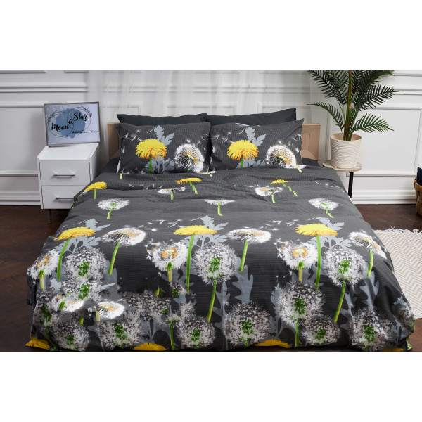 Фото - Комплект постільної білизни Moon&Star 160х220 наволочки 2х50х70 Dandelion Black Бязь Gold Люкс (MS-820000926)