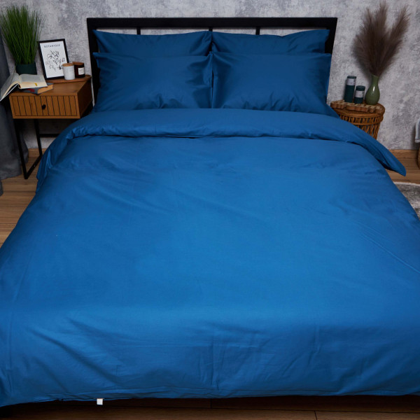 Фото - Комплект постільної білизни Moon&Star Satin Premium Deep Blue 160х220х2 см нав. 2х70х70 (MS-820008537)