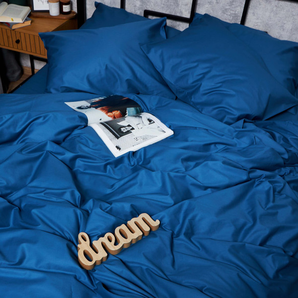 Фото - Комплект постільної білизни Moon&Star Satin Premium Deep Blue 160х220 см нав. 2х70х70 (MS-820008527)