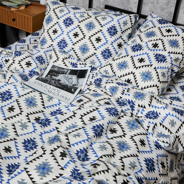 Фото - Комплект постільної білизни Moon&Star Бязь Gold Люкс Blue Mosaic 175х210 нав. 2х70х70 (MS-820005992)