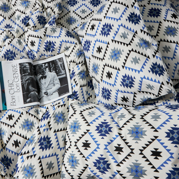 Фото - Комплект постільної білизни Moon&Star Бязь Gold Люкс Blue Mosaic 175х210 нав. 2х70х70 (MS-820005992)