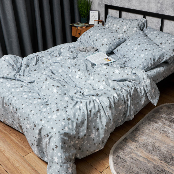 Фото - Комплект постільної білизни Moon&Star Бязь Gold Люкс Silver Star 175х210 нав. 2х70х70 (MS-820006832)