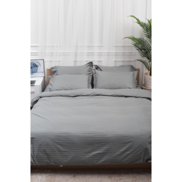 Фото - Комплект постільної білизни Moon&Star Satin Stripe Stripe Gray 143х210 нав. 2х50х70 (MS-820003656)