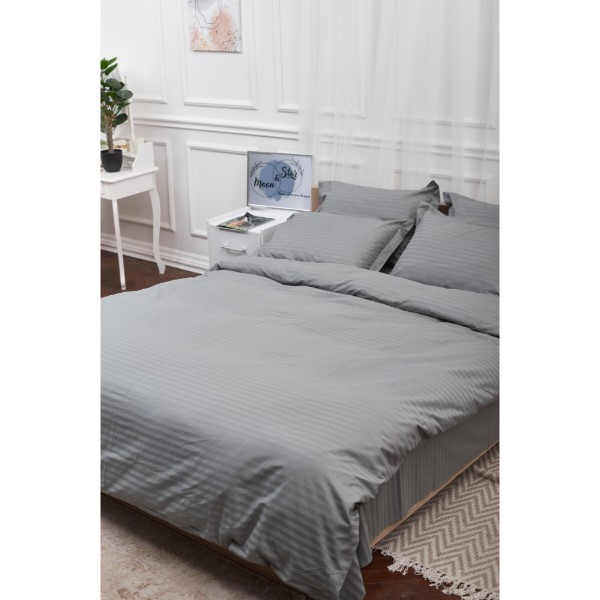 Фото - Комплект постільної білизни Moon&Star Satin Stripe Stripe Gray 143х210 нав. 2х70х70 (MS-820003657)