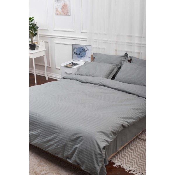 Фото - Комплект постельного белья Moon&Star Satin Stripe Stripe Gray 160х220х2 нав. 2х70х70 (MS-820003672)
