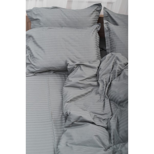 Фото - Комплект постільної білизни Moon&Star Satin Stripe Stripe Gray 143х210 нав. 2х50х70 (MS-820003656)