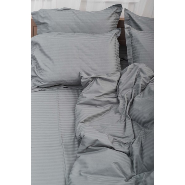 Фото - Комплект постільної білизни Moon&Star Satin Stripe Stripe Gray 143х210х2 нав. 2х40х60 (MS-820003665)