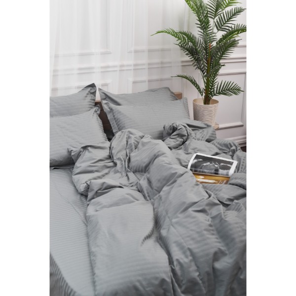 Фото - Комплект постільної білизни Moon&Star Satin Stripe Stripe Gray 143х210 нав. 2х50х70 (MS-820003656)