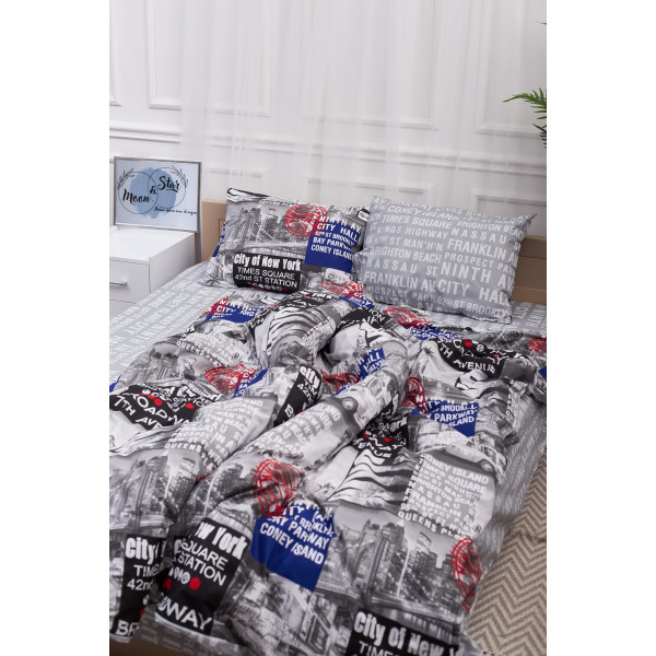 Фото - Комплект постільної білизни Moon&Star 143х210х2 нав. 2х50х70 New York Бязь Gold Люкс (MS-820001237)