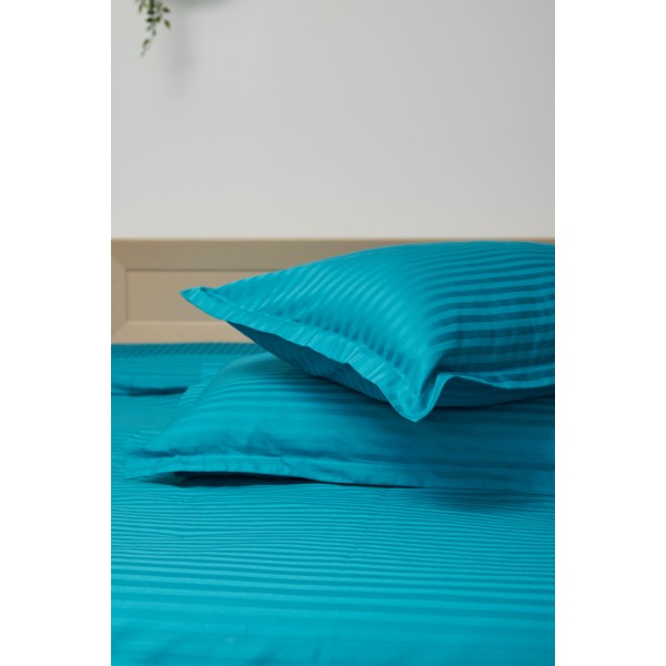 Фото - Комплект постельного белья Moon&Star King Size 220x240 Turkish Blue Satin Stripe (MS-820000633)