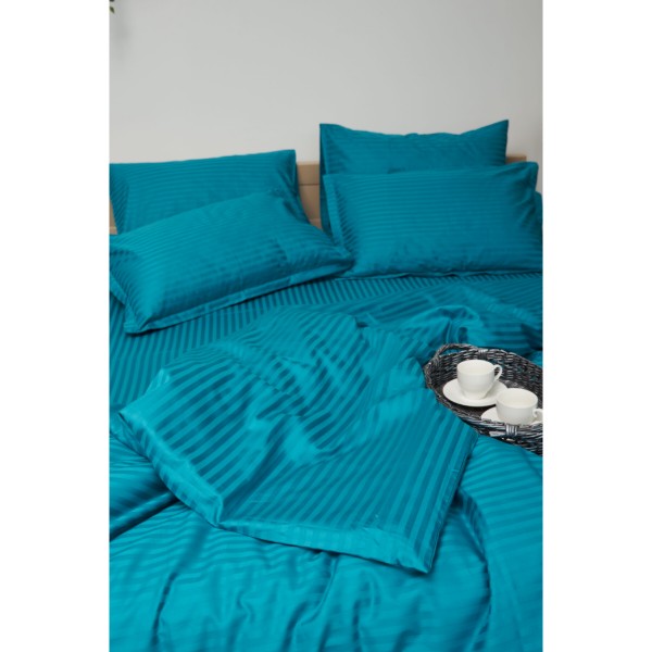 Фото - Комплект постельного белья Moon&Star King Size 220x240 Turkish Blue Satin Stripe (MS-820000633)