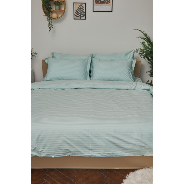 Фото - Комплект постільної білизни Moon&Star 143х210х2 нав. 4х50х70 Stripe Mint Satin Stripe (MS-820000618)