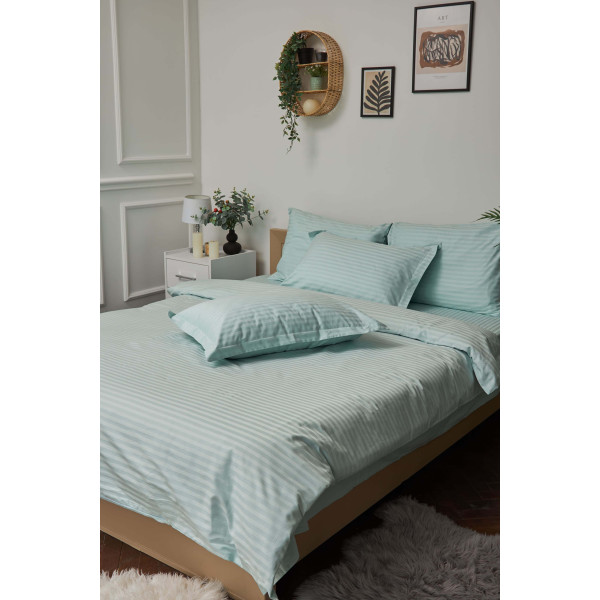 Фото - Комплект постільної білизни Moon&Star 160х220 наволочки 2х70х70 Stripe Mint Satin Stripe (MS-820000612)