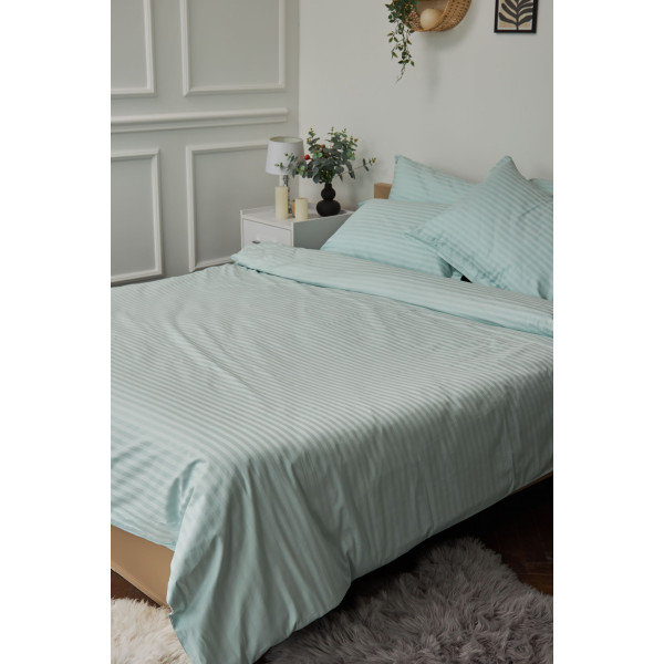 Фото - Комплект постільної білизни Moon&Star 143х210х2 нав. 4х50х70 Stripe Mint Satin Stripe (MS-820000618)