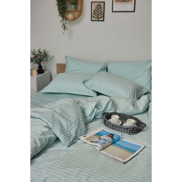 Фото - Комплект постельного белья Moon&Star King Size 220x240 Stripe Mint Satin Stripe (MS-820000596)