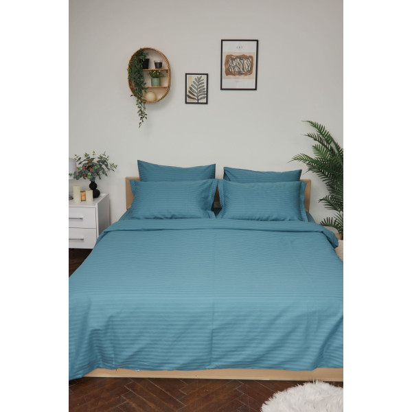 Фото - Комплект постільної білизни Moon&Star 143х210 см нав. 2х40х60 Stripe Green Satin Stripe (MS-820000570)