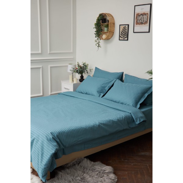 Фото - Комплект постельного белья Moon&Star 143х210х2 нав. 2х70х70 Stripe Green Satin Stripe (MS-820000582)