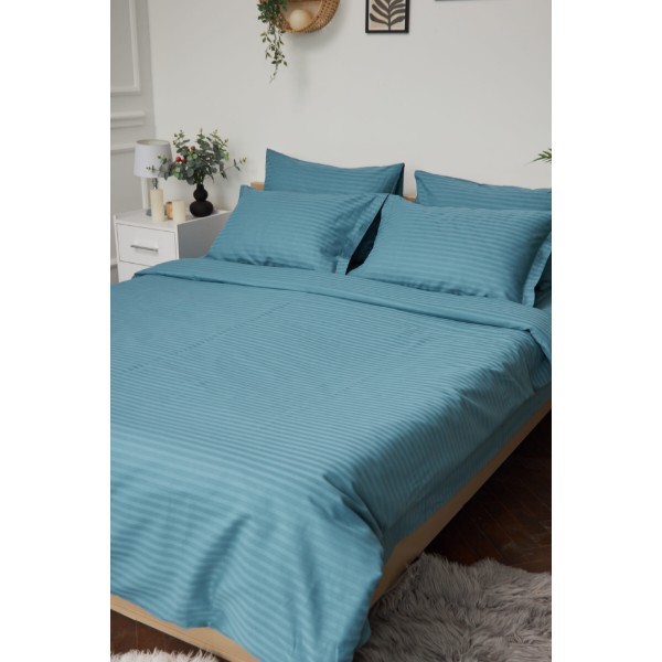 Фото - Комплект постельного белья Moon&Star 143х210х2 нав. 2х70х70 Stripe Green Satin Stripe (MS-820000582)