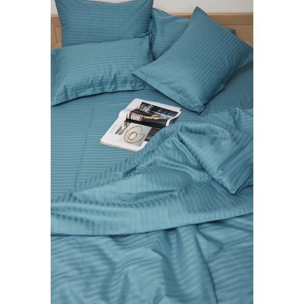 Фото - Комплект постельного белья Moon&Star 143х210х2 нав. 2х70х70 Stripe Green Satin Stripe (MS-820000582)