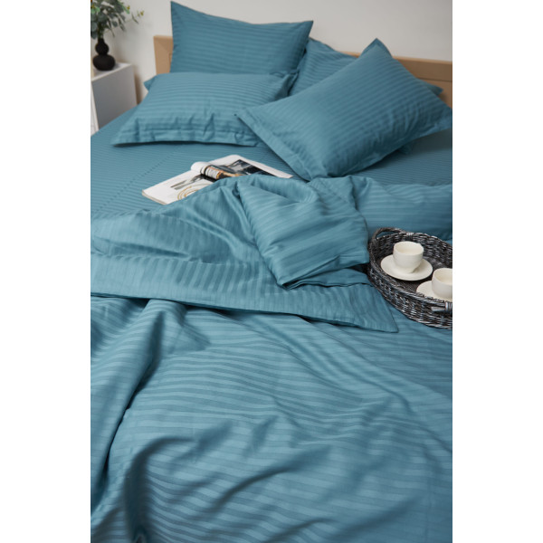 Фото - Комплект постільної білизни Moon&Star 143х210х2 нав. 2х40х60 Stripe Green Satin Stripe (MS-820000580)