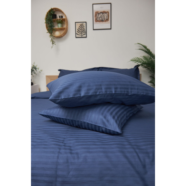 Фото - Комплект постільної білизни дитячий Moon&Star 110х140 нав. 2х50х70 Delfi Blue Satin Stripe (MS-830000175)