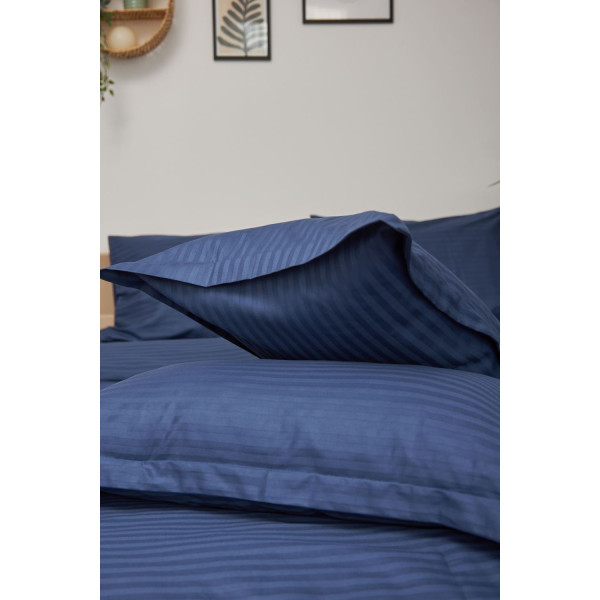Фото - Комплект постільної білизни Moon&Star 143х210 см нав. 4х70х70 Delfi Blue Satin Stripe (MS-820000509)