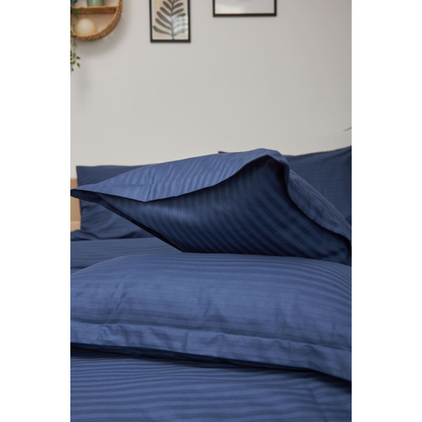 Фото - Комплект постільної білизни Moon&Star King Size 220x240 Delfi Blue Satin Stripe (MS-820000494)