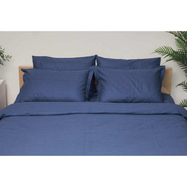Фото - Комплект постільної білизни дитячий Moon&Star 110х140 нав. 2х50х70 Delfi Blue Satin Stripe (MS-830000175)