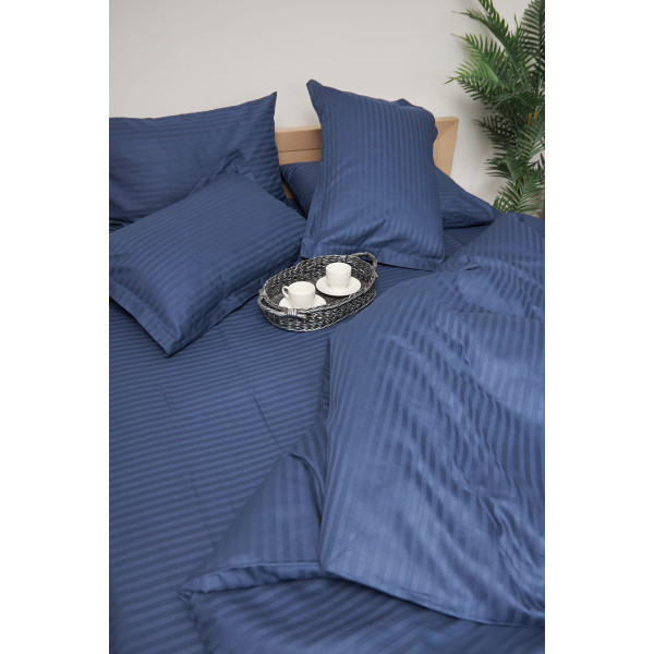 Фото - Комплект постільної білизни Moon&Star King Size 220x240 Delfi Blue Satin Stripe (MS-820000494)