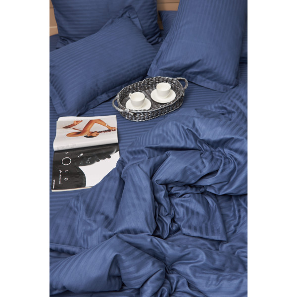Фото - Комплект постільної білизни Moon&Star 200х220 см нав. 2х50х70 Delfi Blue Satin Stripe (MS-820000501)