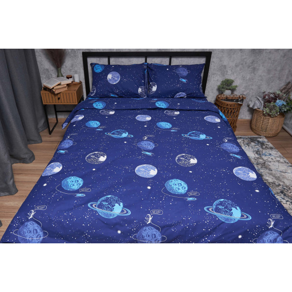 Фото - Комплект постільної білизни Moon&Star Бязь Gold Люкс Planets 160х220 (MS-820004817)