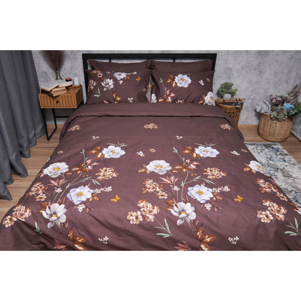 Фото - Комплект постільної білизни Moon&Star Мікросатин Premium «Floral Mocha» 200х220 см нав. 2х50х70 (MS-820005016)