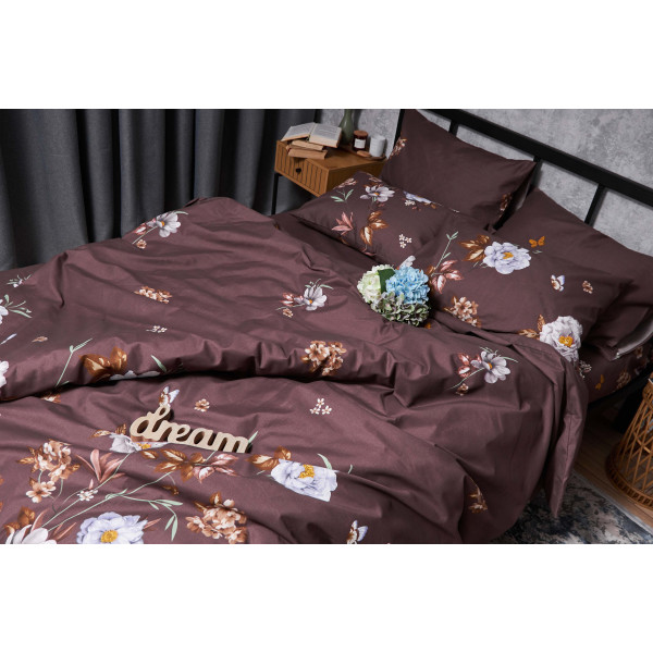 Фото - Комплект постільної білизни Moon&Star Мікросатин Premium «Floral Mocha» 200х220 см нав. 2х40х60 (MS-820005015)