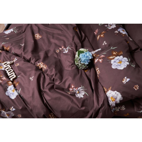 Фото - Комплект постільної білизни Moon&Star Мікросатин Premium «Floral Mocha» 143х210 см нав. 4х70х70 (MS-820005024)
