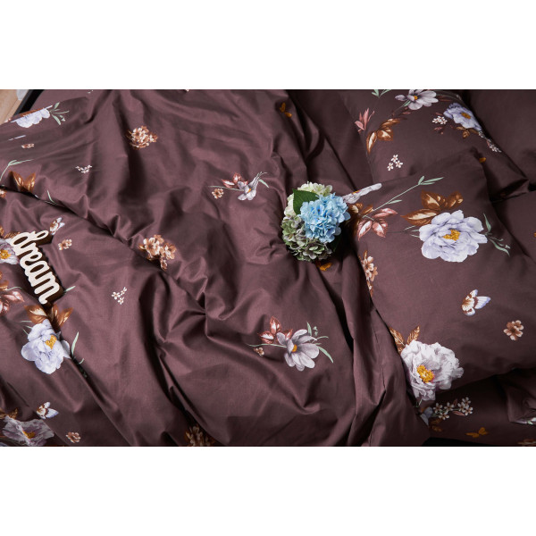 Фото - Комплект постільної білизни Moon&Star Мікросатин Premium «Floral Mocha» 200х220 см нав. 2х50х70 (MS-820005016)