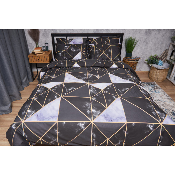 Фото - Комплект постільної білизни Moon&Star Мікросатин Premium Golden Marble 200х220 см нав. 2х50х70 (MS-820009916)