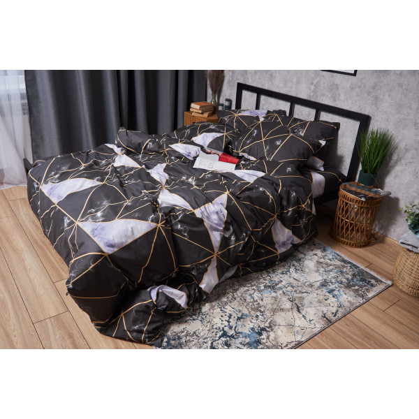 Фото - Комплект постільної білизни Moon&Star Мікросатин Premium Golden Marble 200х220 см нав. 2х50х70 (MS-820009916)